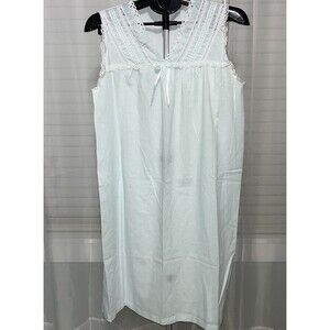 Sears Vintage Blue Nightgown Medium Lace Trim Cottagecore Buttonless Sleepwear